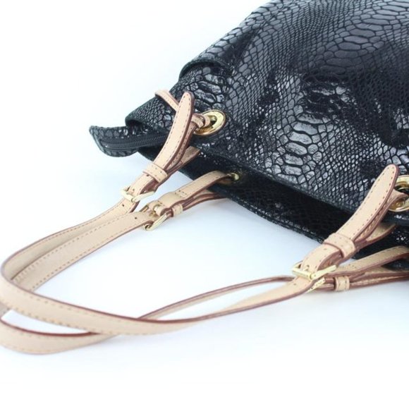 Michael Kors Black Patent Embossed Python Jet Set Tote 4MK124 - Picture 8 of 12